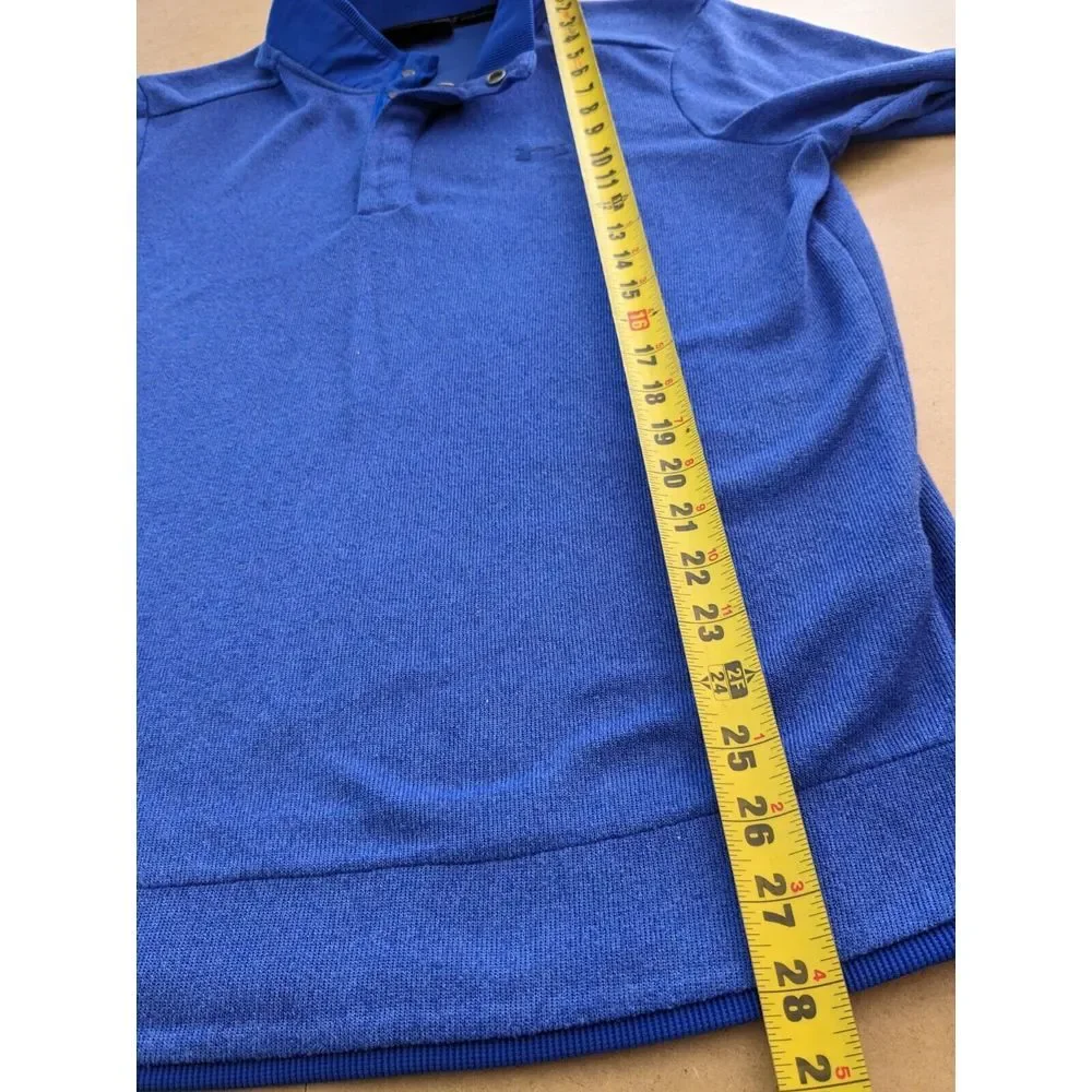 Under Armour Golf Mens Pullover Large Blue ColdGear Loose Long Sleeve‎ 1/4 Snap